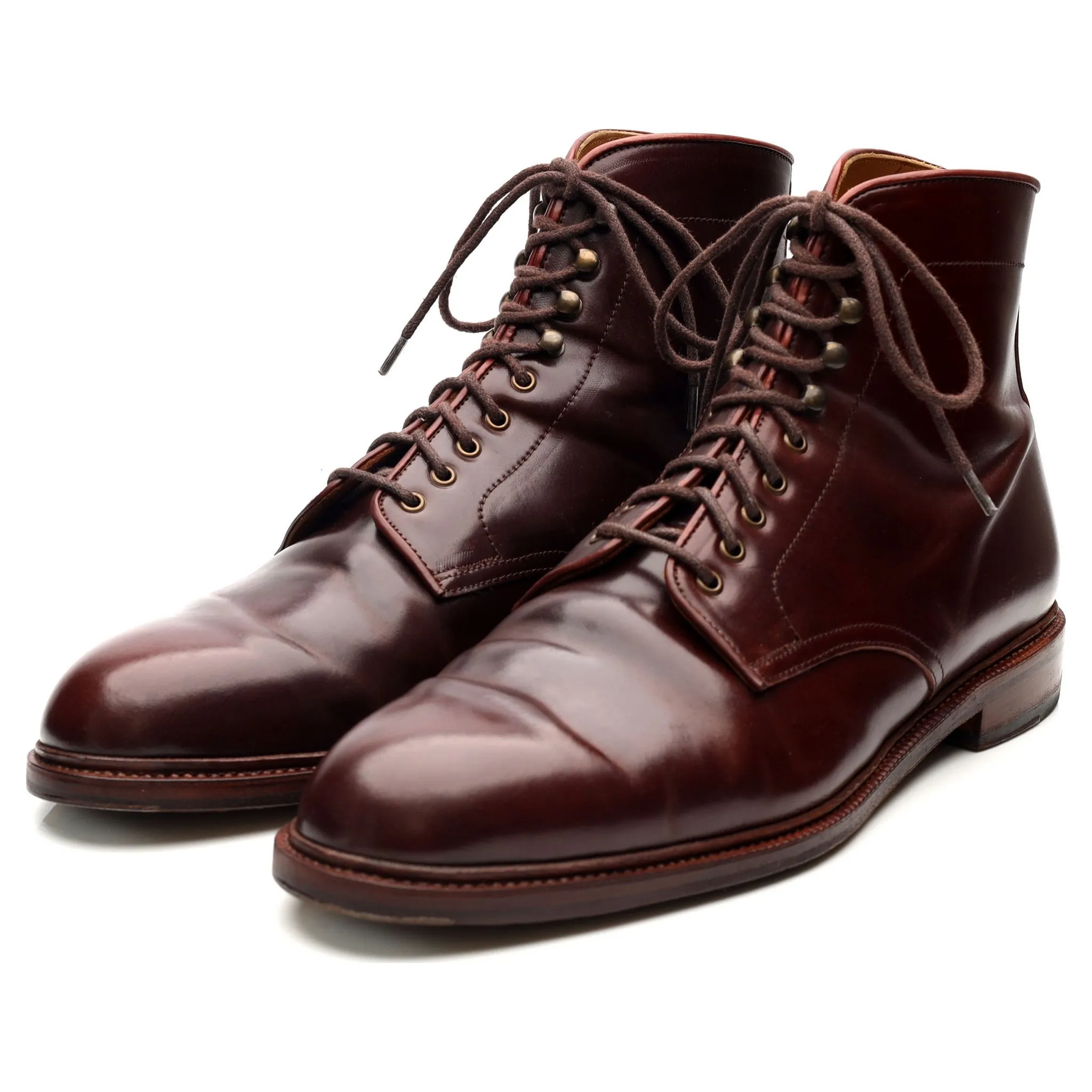 '101637' Burgundy Cordovan Leather Boots UK 10.5 E