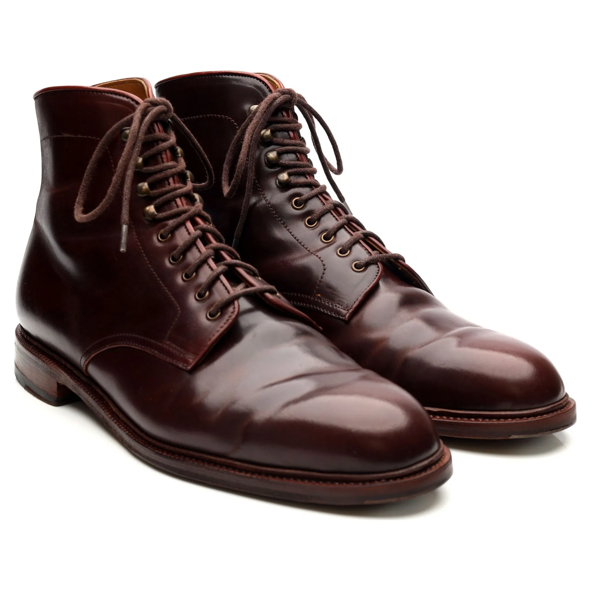 '101637' Burgundy Cordovan Leather Boots UK 10.5 E