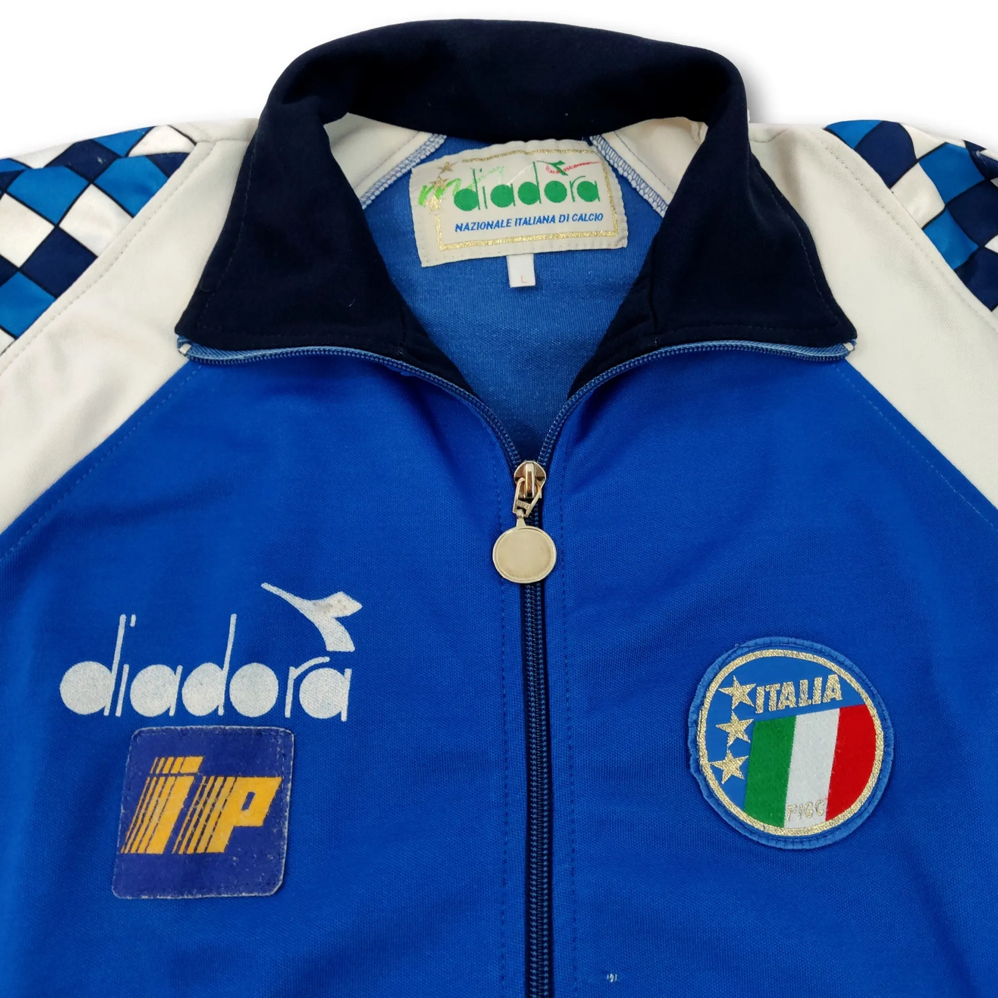 1990 blue Italy Diadora player-issue track jacket