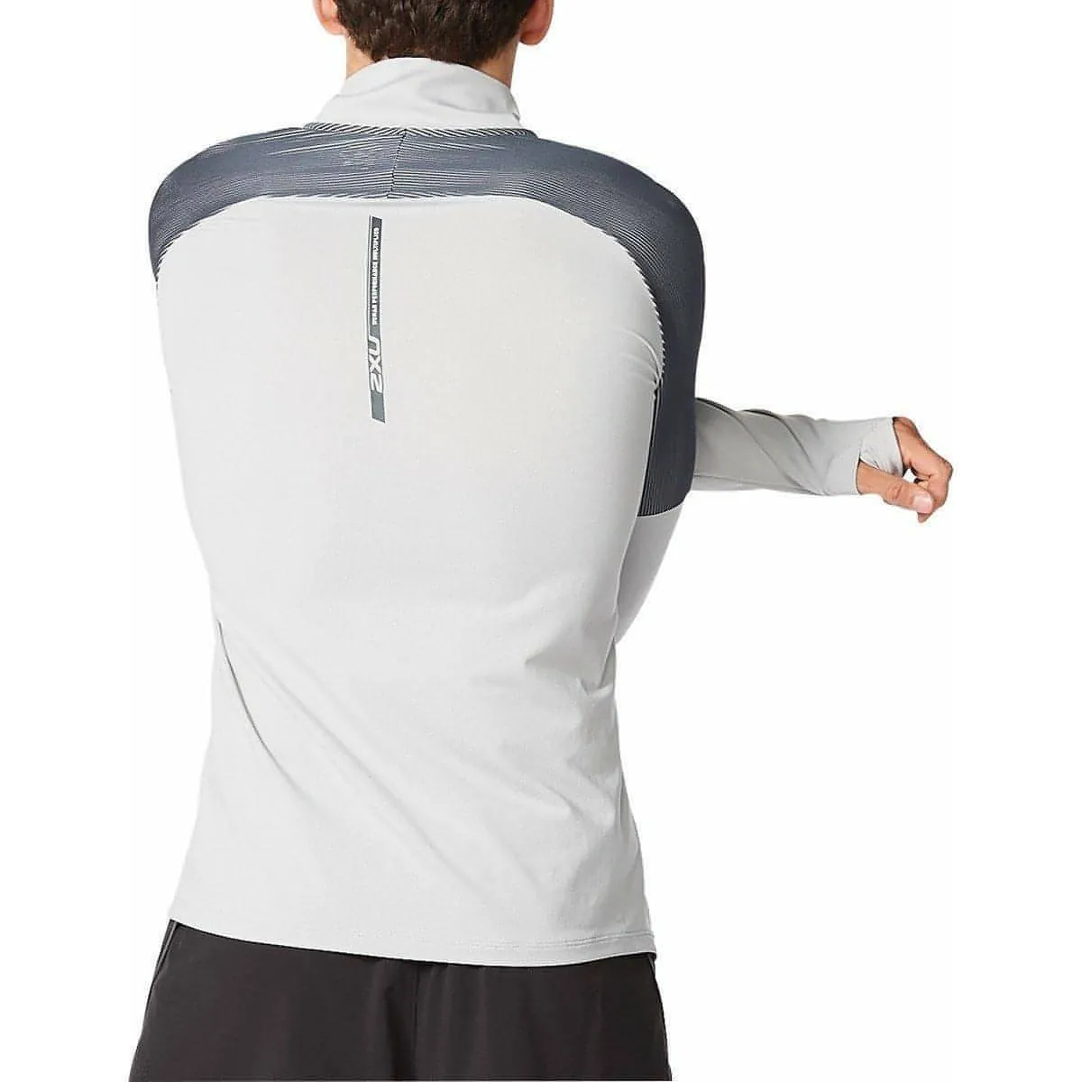 2XU Grey Half Zip Long Sleeve Men's Running Top - Light Speed