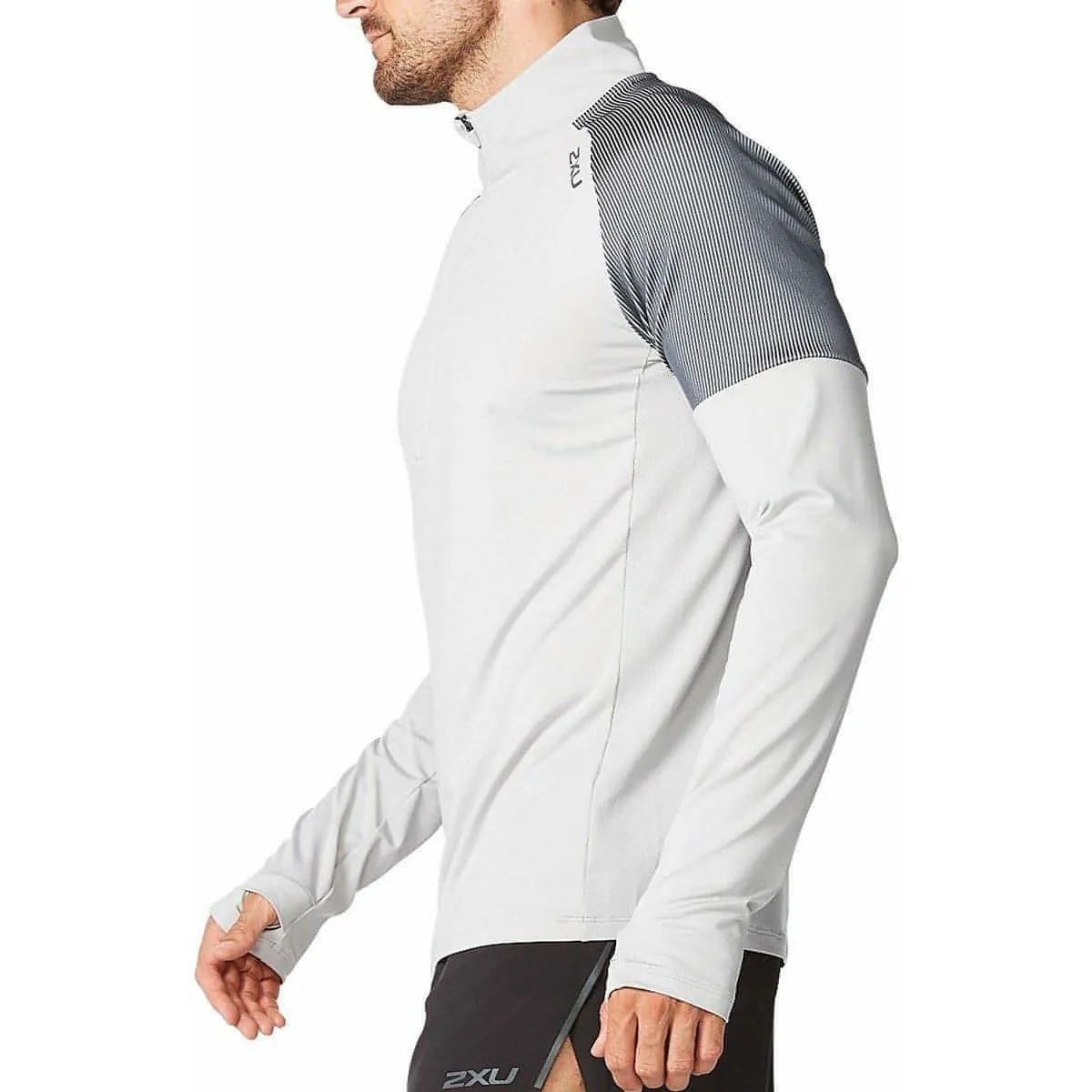 2XU Grey Half Zip Long Sleeve Men's Running Top - Light Speed