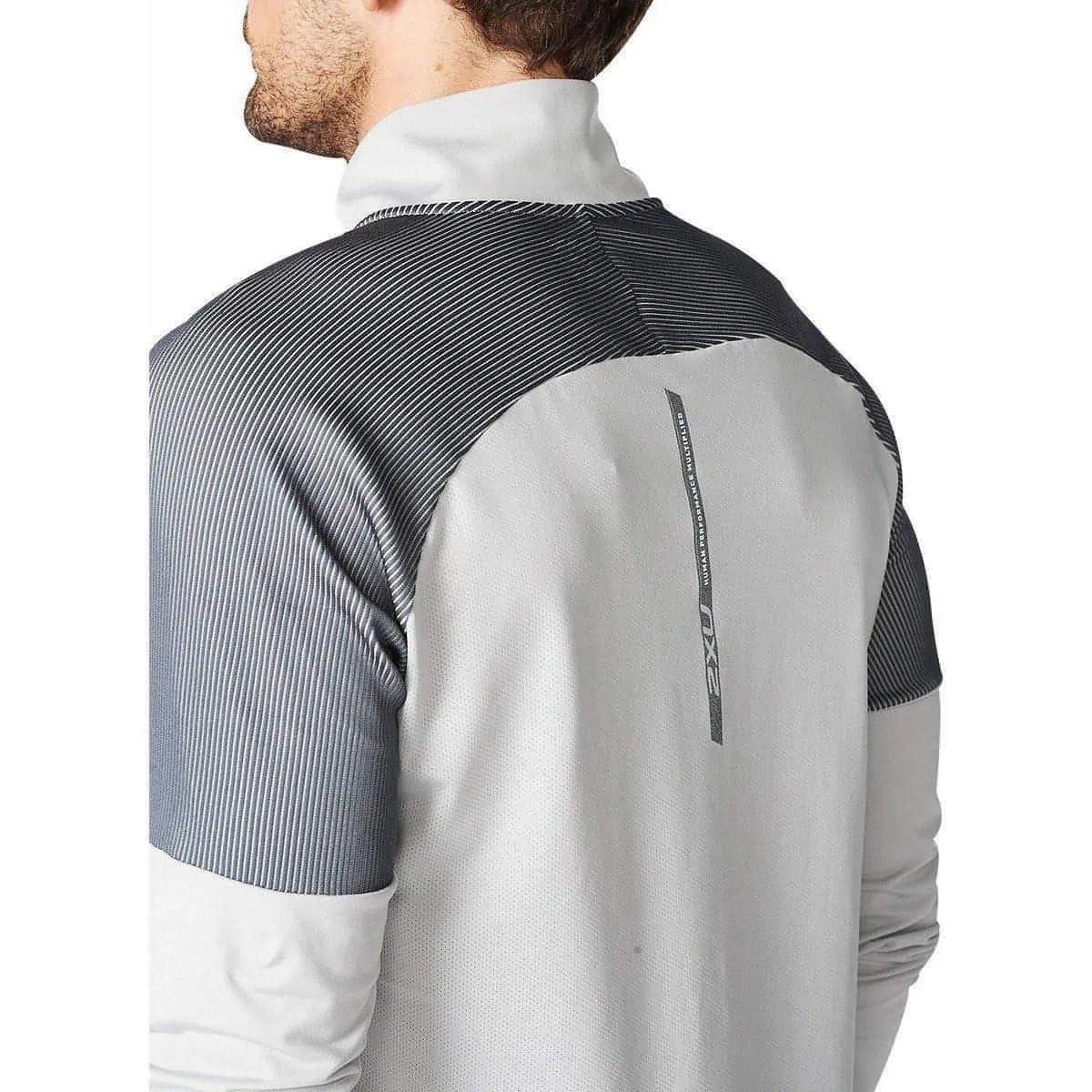 2XU Grey Half Zip Long Sleeve Men's Running Top - Light Speed