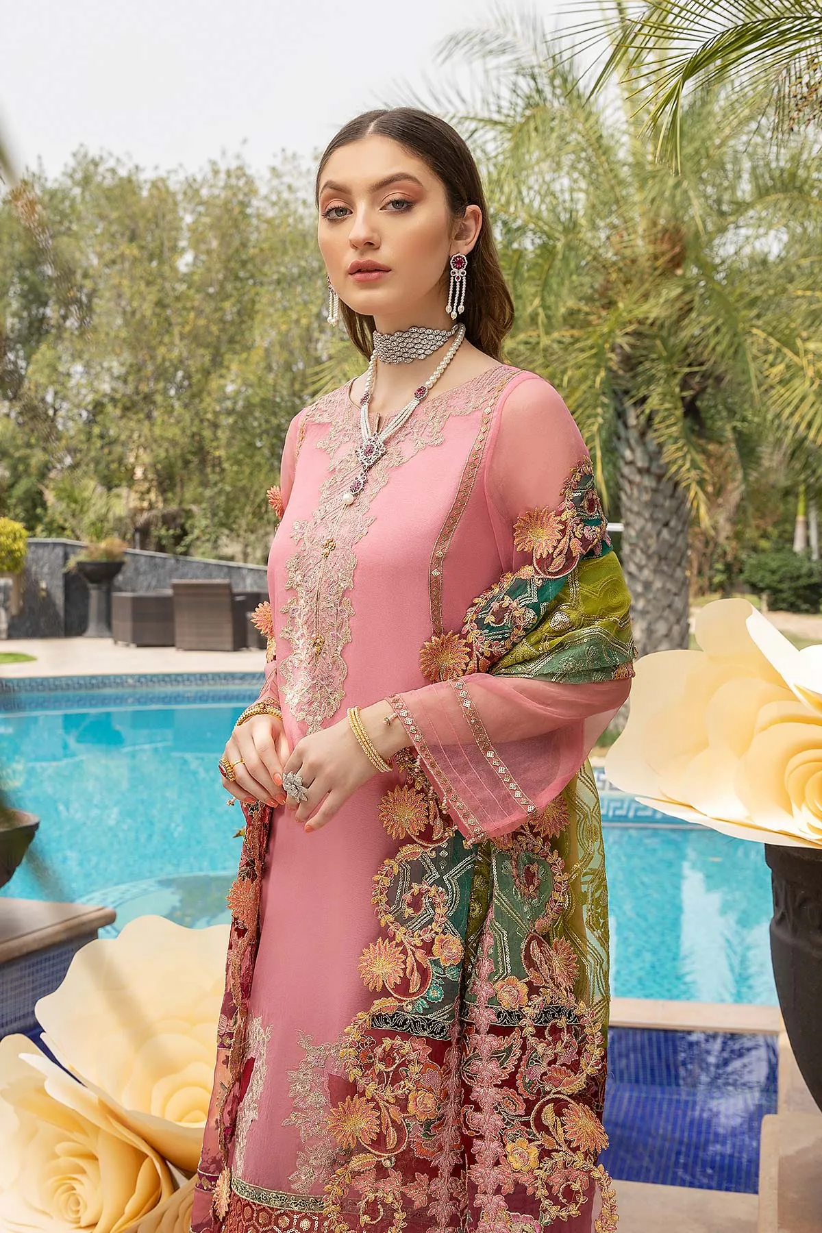 3 Piece Embroidered Unstitched Luxury Collection DD-04