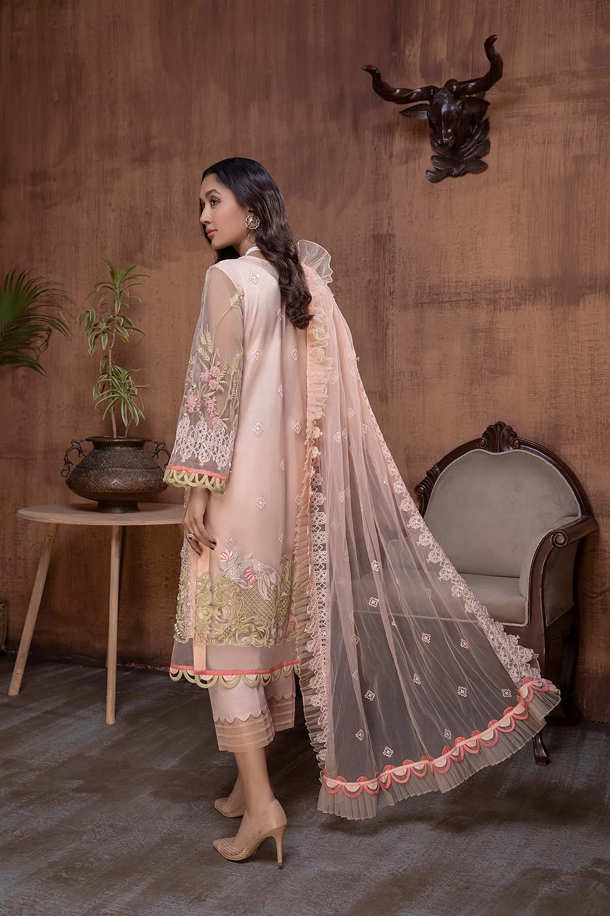 3 Piece Unstitched Chiffon Embroidered CHM-49