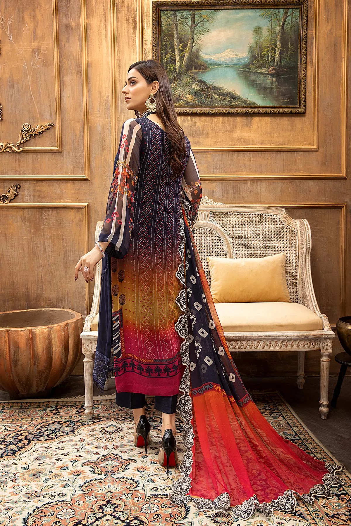 3 Piece Unstitched Embroidered Chiffon Suit with Dupatta - VSL21-04