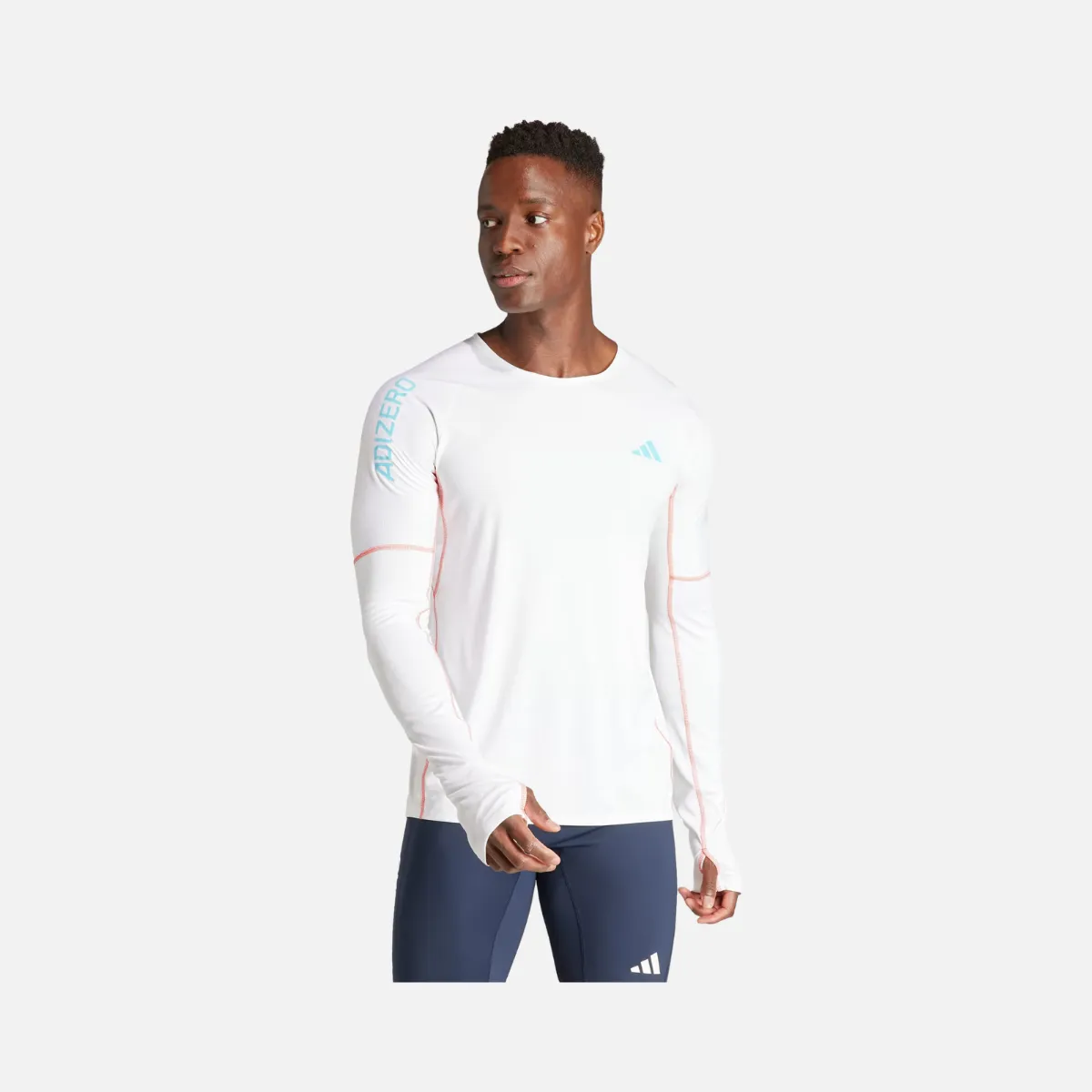 Adidas Adizero Men's Running Long Sleeve T-shirt - White.