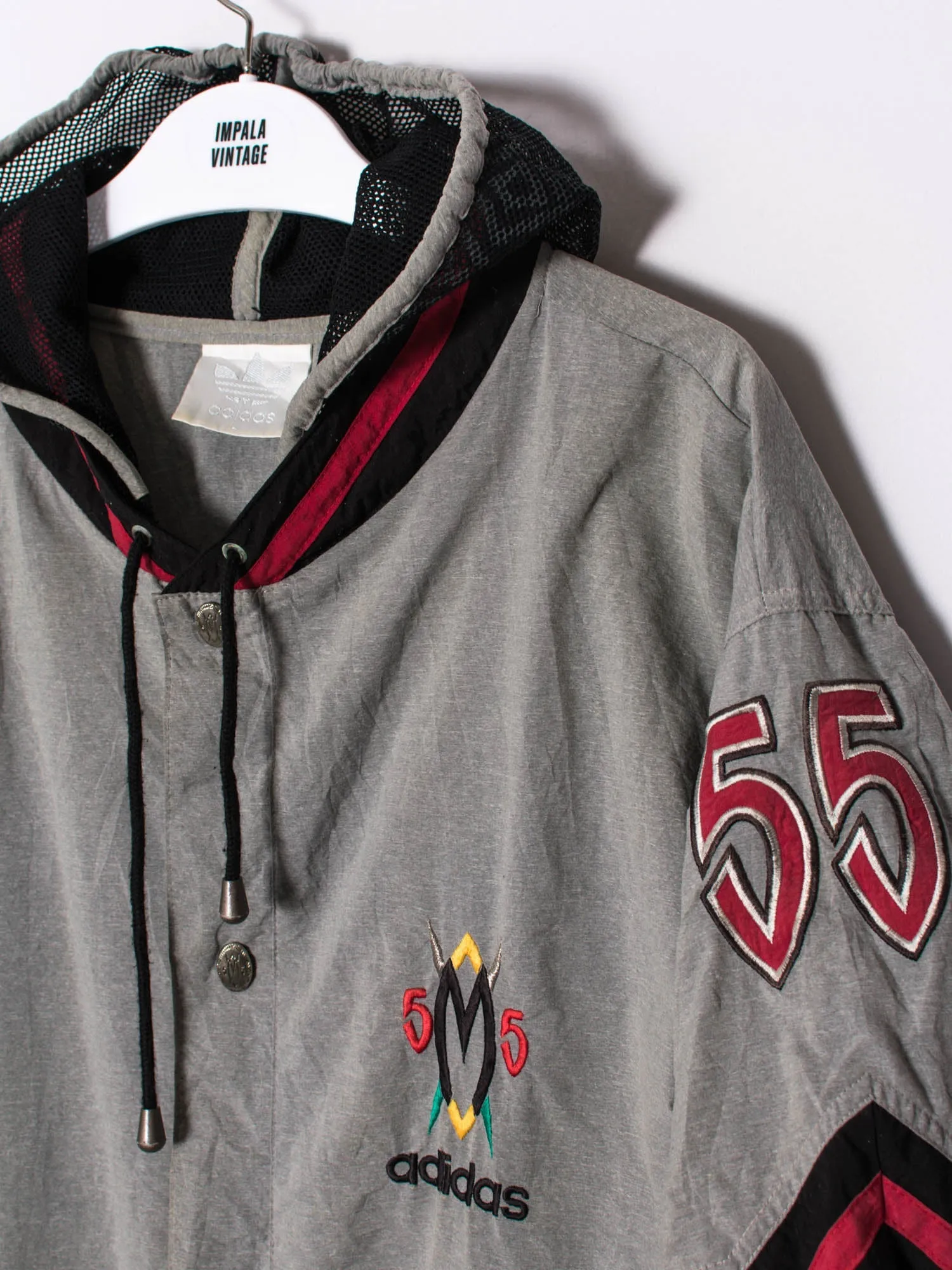 Adidas Dikembe Mutombo Hooded Jacket with Buttoned Short Sleeves