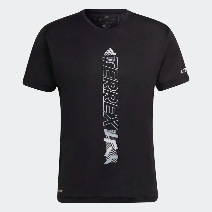 adidas Terrex Agravic Trail Running T-Shirt for Men in Sustainable Black, Lime, and White.