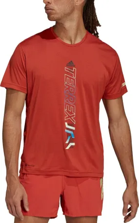 adidas Terrex Agravic Trail Running T-Shirt for Men in Sustainable Black, Lime, and White.