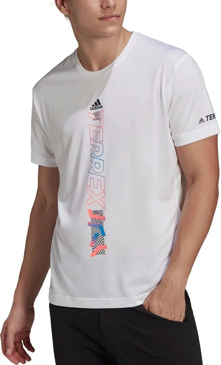 adidas Terrex Agravic Trail Running T-Shirt for Men in Sustainable Black, Lime, and White.