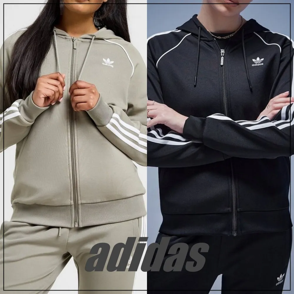 adidas unisex long sleeves plain logo street style shirt blended fabrics