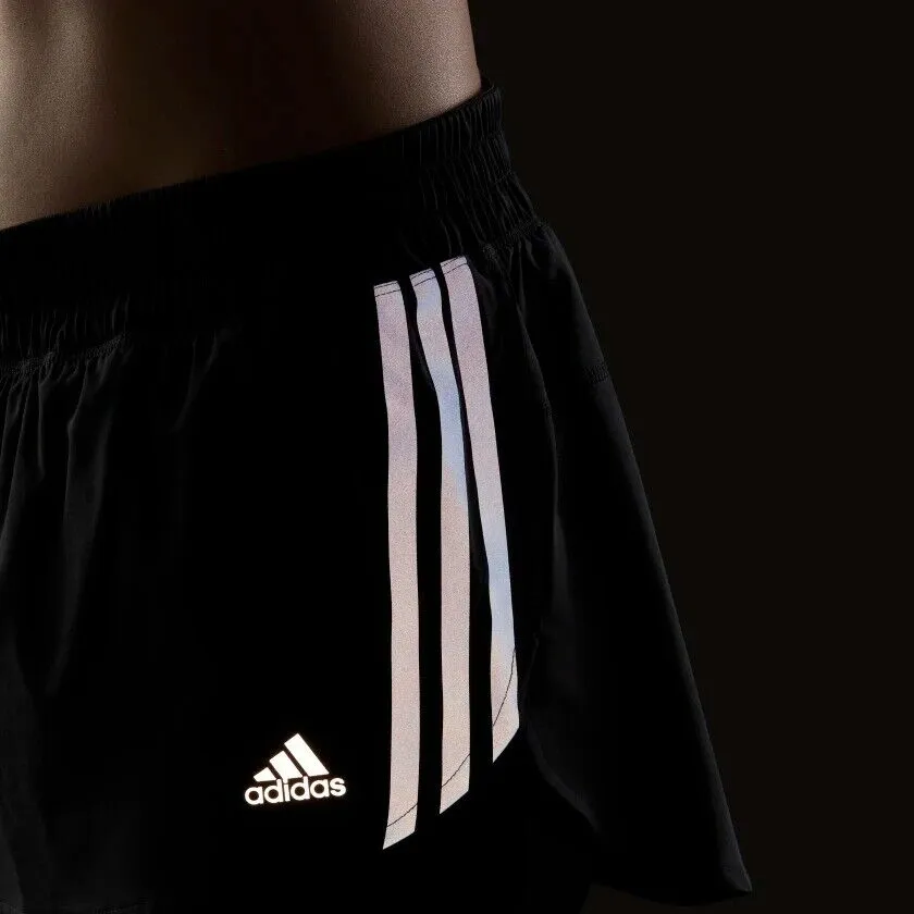 adidas Women's Running Skort & Compression Shorts - Gym Black | Run Icons 3-Stripes