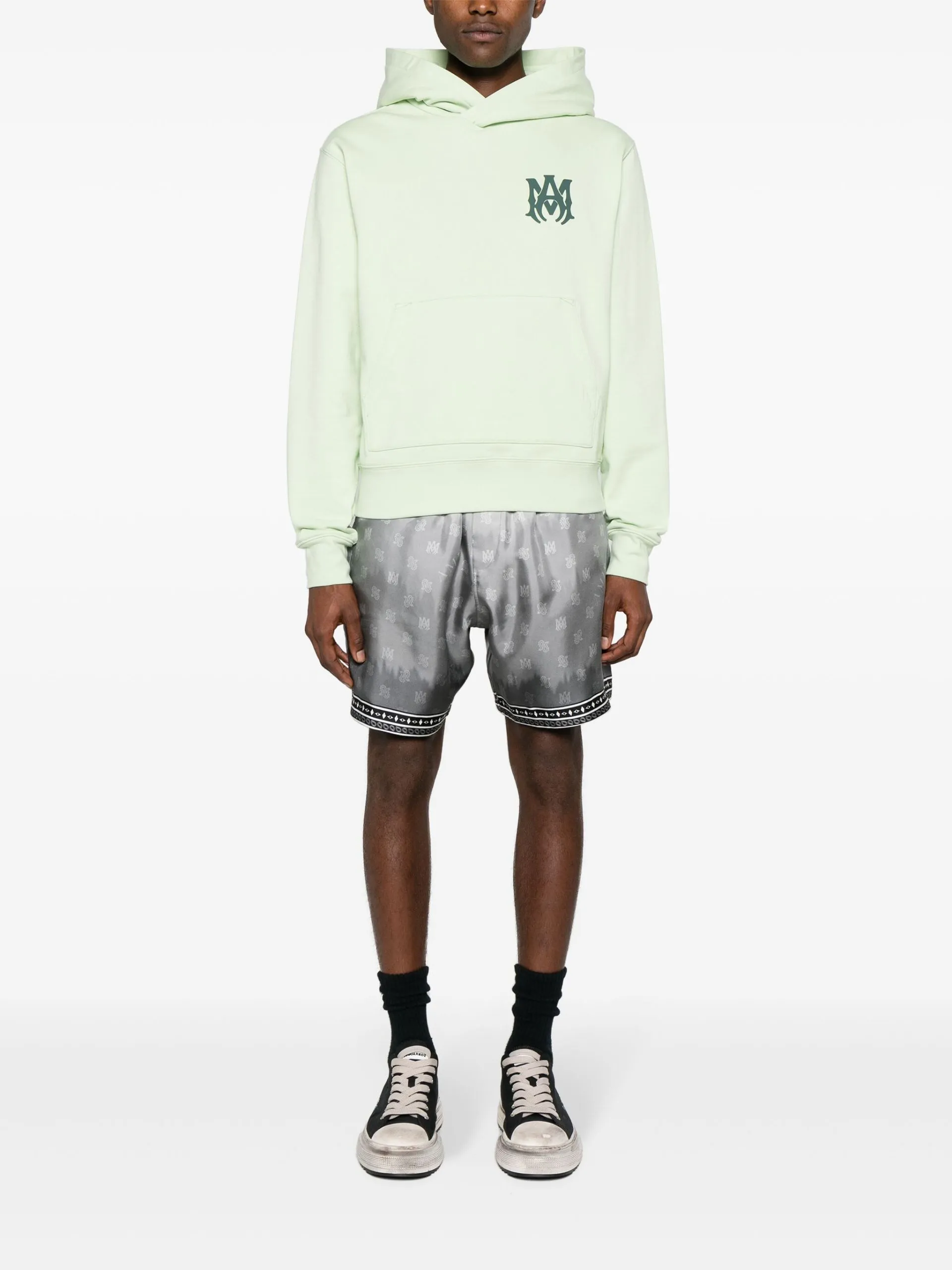 AMIRI Monogram Hoodie - Street Style Long Sleeves, Plain Cotton, Logo