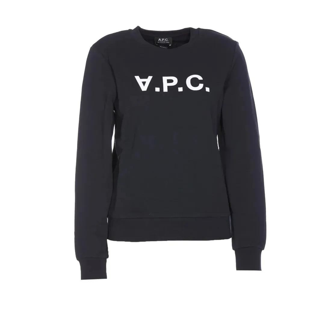 A.P.C. Long Sleeve Crew Neck Cotton Logo Shirt - Street Style