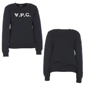 A.P.C. Long Sleeve Crew Neck Cotton Logo Shirt - Street Style