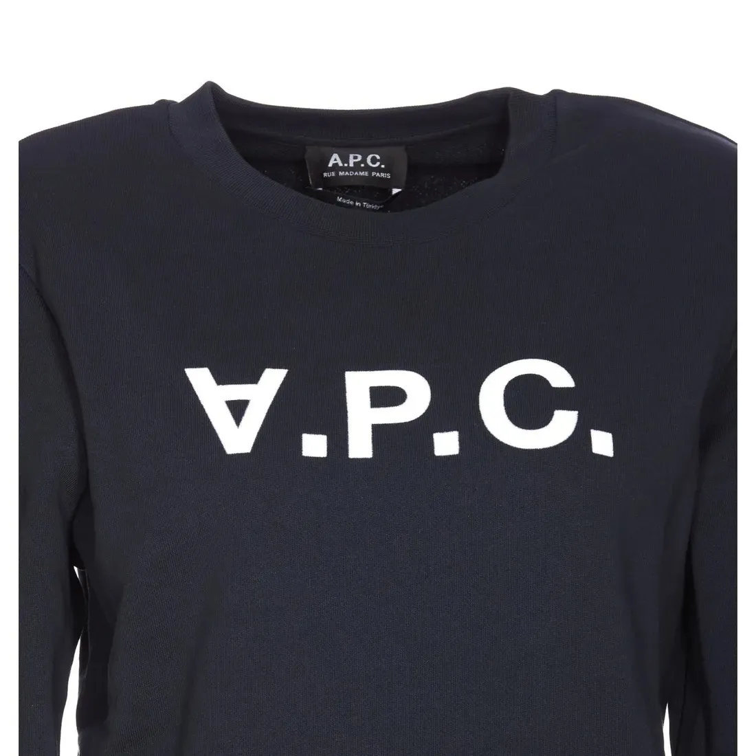 A.P.C. Long Sleeve Crew Neck Cotton Logo Shirt - Street Style