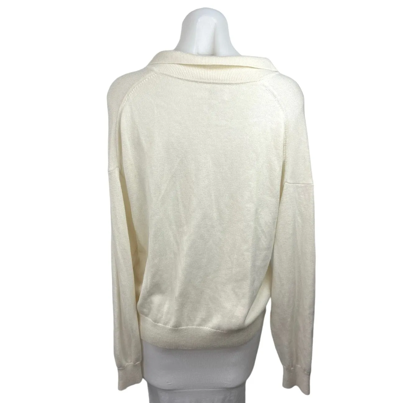 Aritzia Wilfred Women's Long Sleeve Collared Pull Over V Neck Sweater Top Sz M