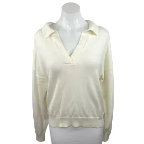 Aritzia Wilfred Women's Long Sleeve Collared Pull Over V Neck Sweater Top Sz M