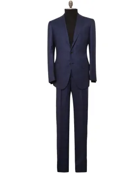 Attolini High Blue Navy Windowpane Wool Suit