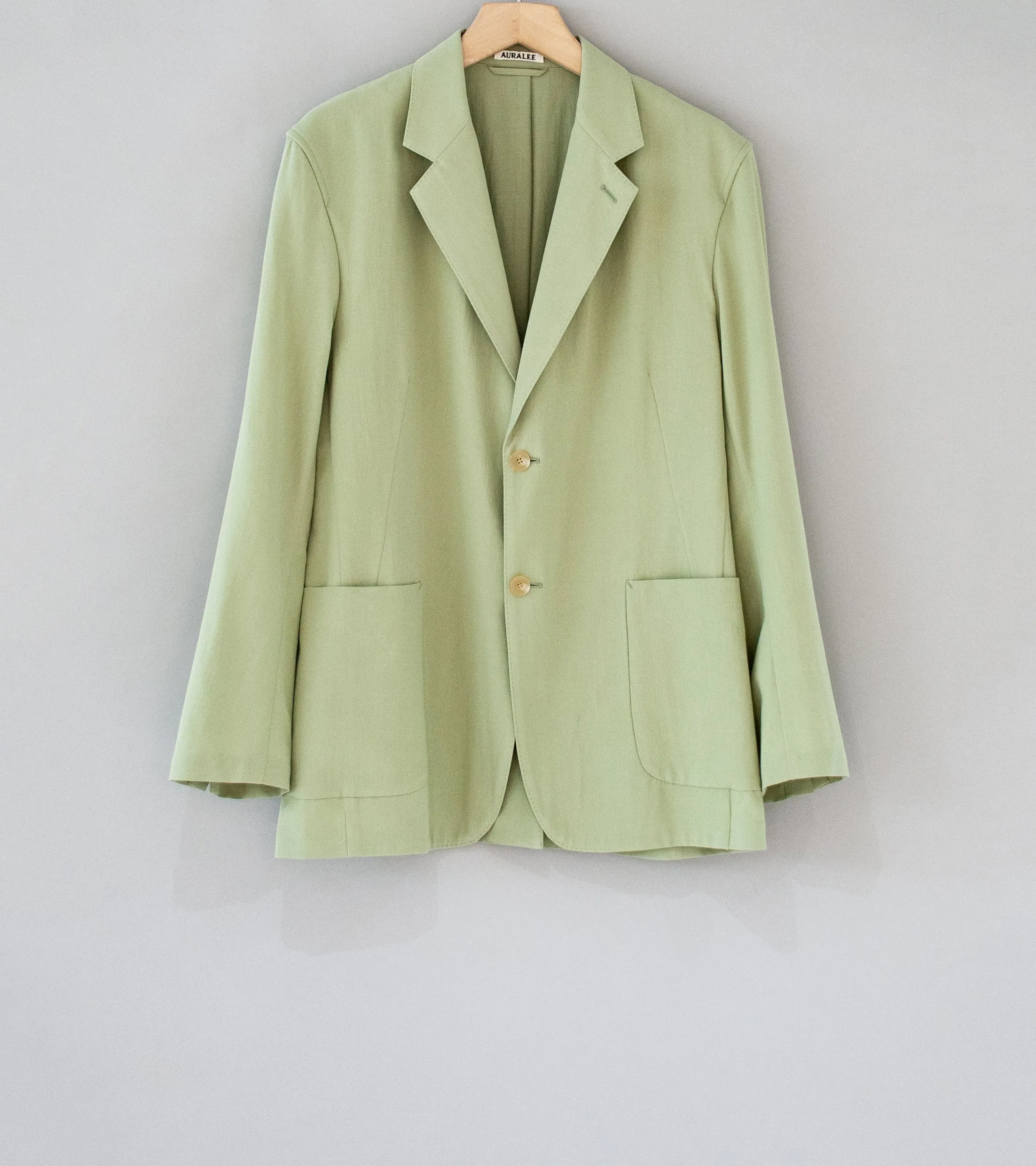 Auralee Sage Green Cotton Silk Viyella Jacket