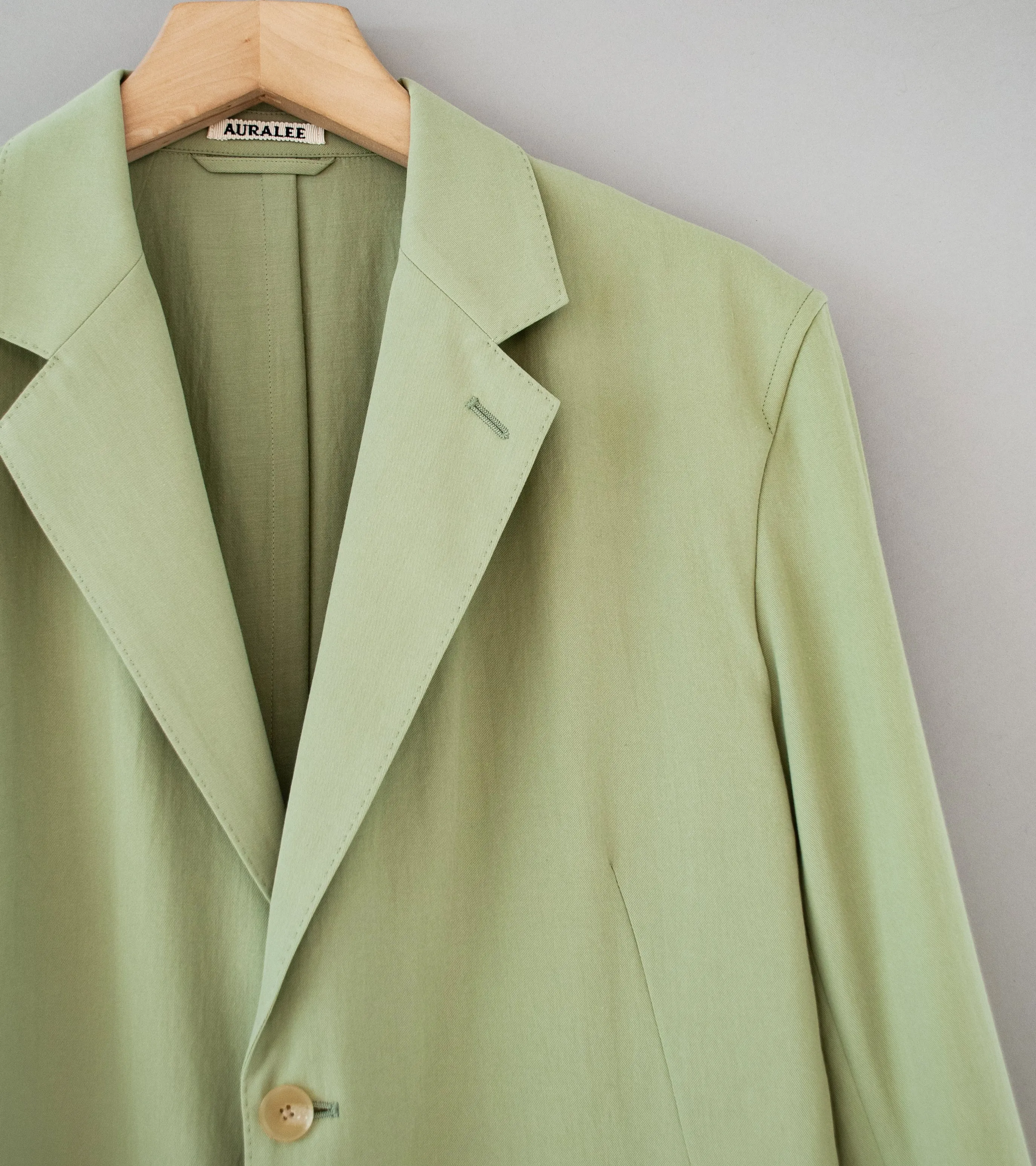 Auralee Sage Green Cotton Silk Viyella Jacket