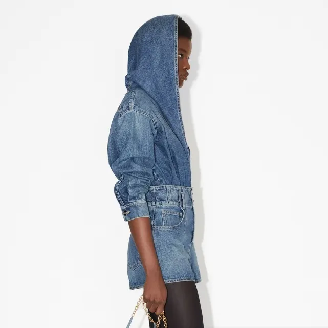 Azzedine Alaia | Denim street style long sleeve plain hoodies and sweatshirts