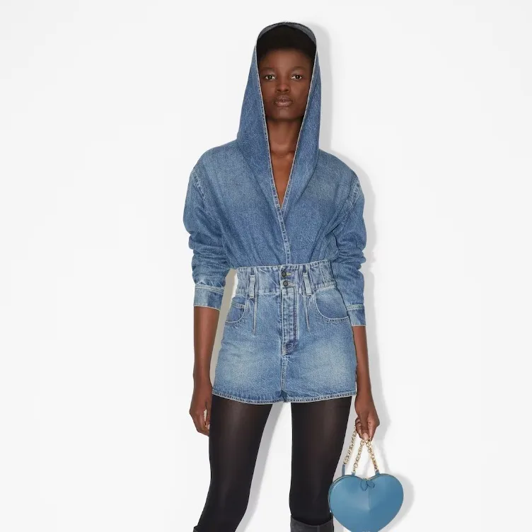 Azzedine Alaia | Denim street style long sleeve plain hoodies and sweatshirts