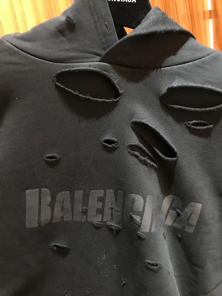 Balenciaga | Balenciaga Caps Destroyed Logo Oversized Hoodie