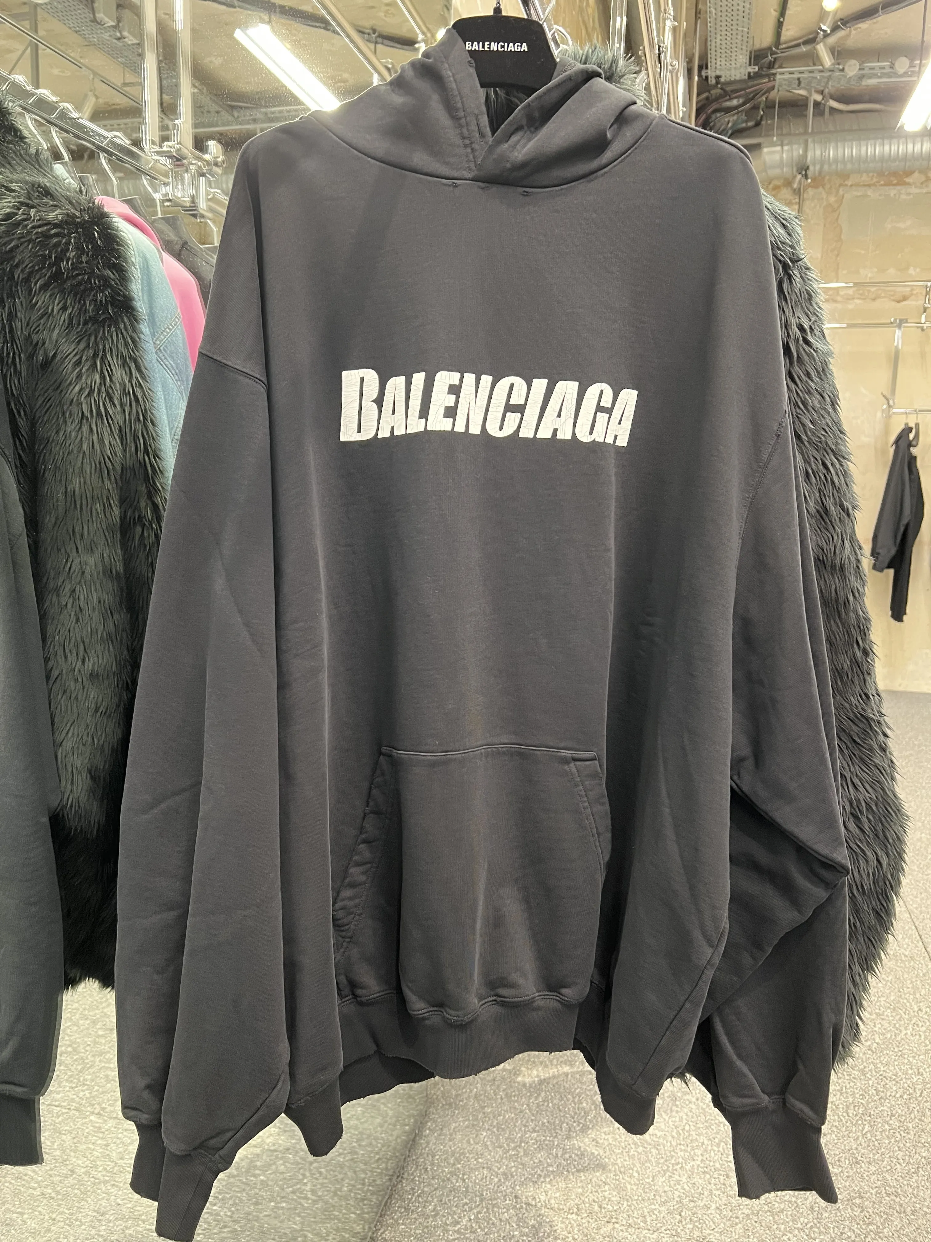 Balenciaga | Balenciaga Caps Destroyed Logo Oversized Hoodie