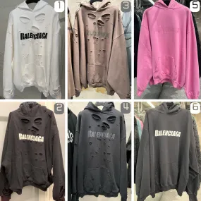 Balenciaga | Balenciaga Caps Destroyed Logo Oversized Hoodie