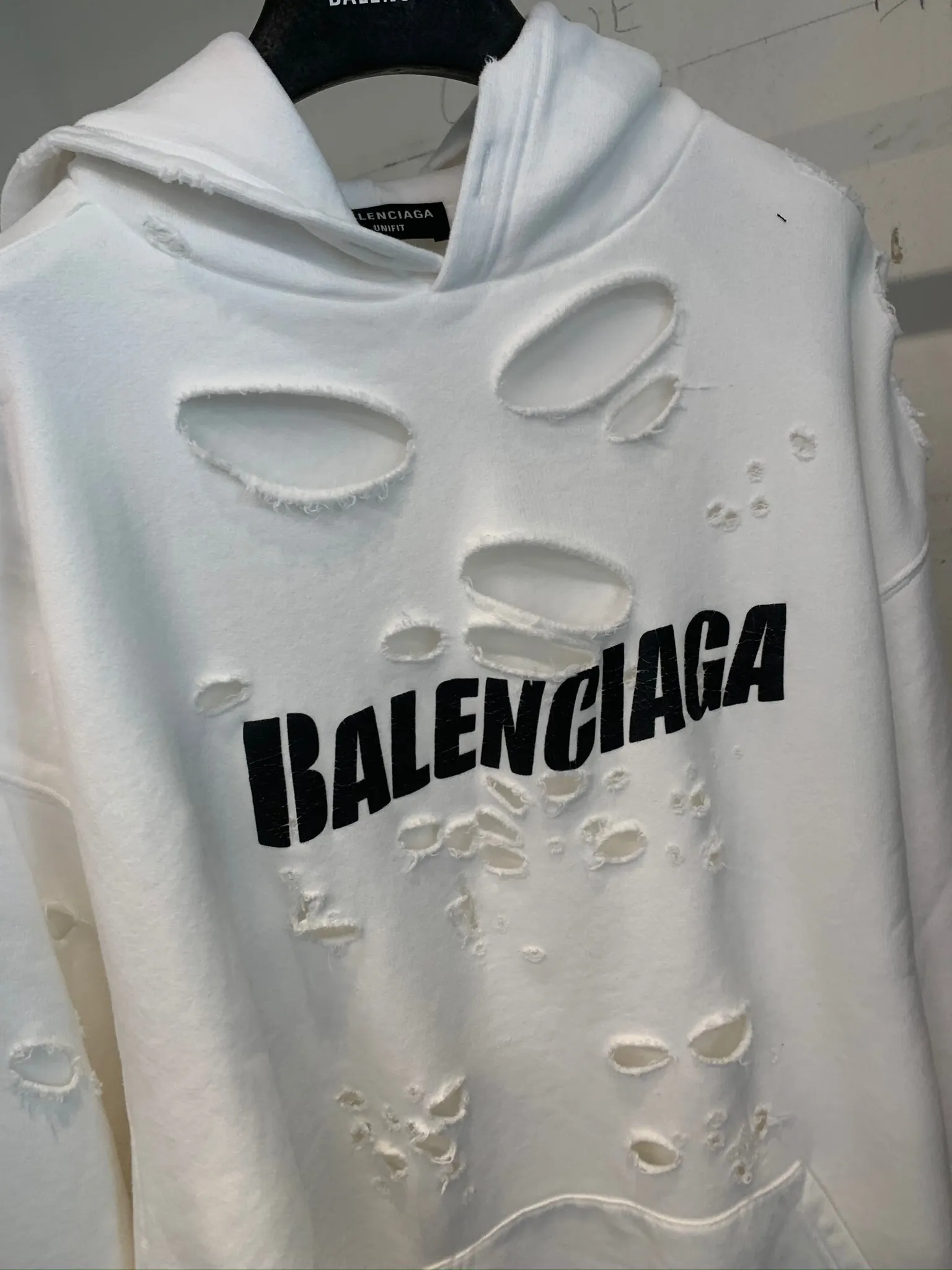 Balenciaga | Balenciaga Caps Destroyed Logo Oversized Hoodie