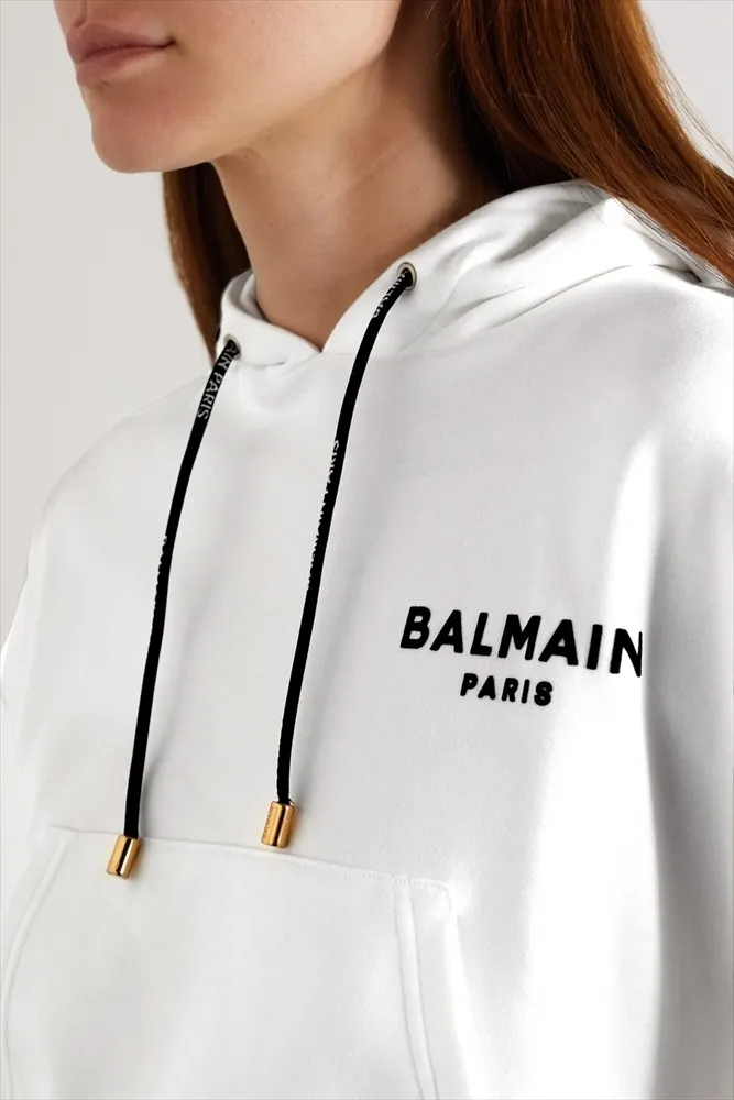 BALMAIN Street Style Long Sleeves Plain Cotton Logo - Best Price