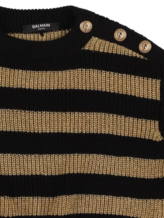 Balmain   Striped wool knit sweater 