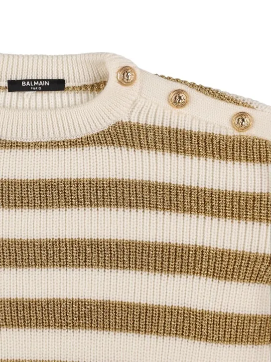 Balmain   Striped wool knit sweater 