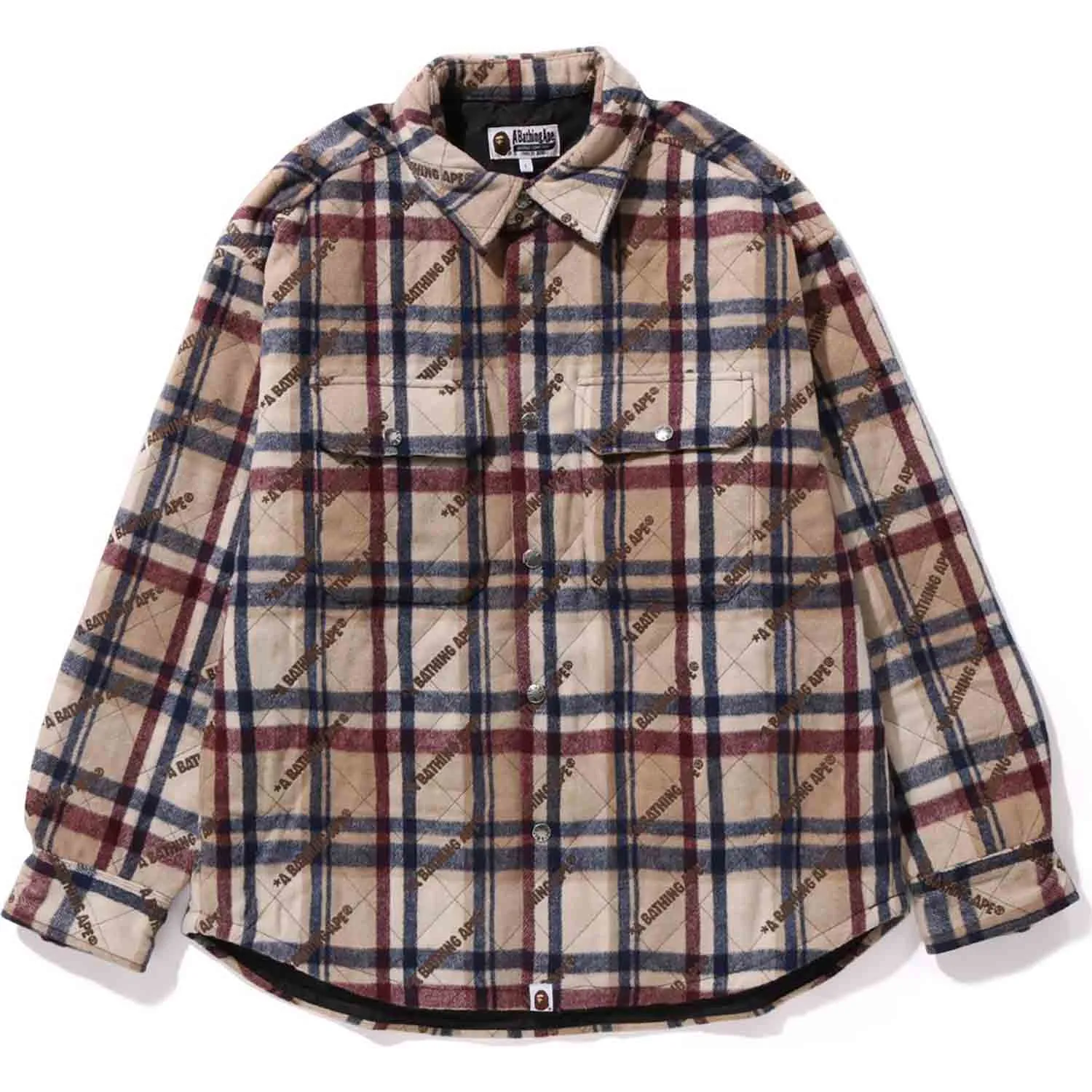 Bape Logo Check Padded Flannel Shirt Jacket Mens