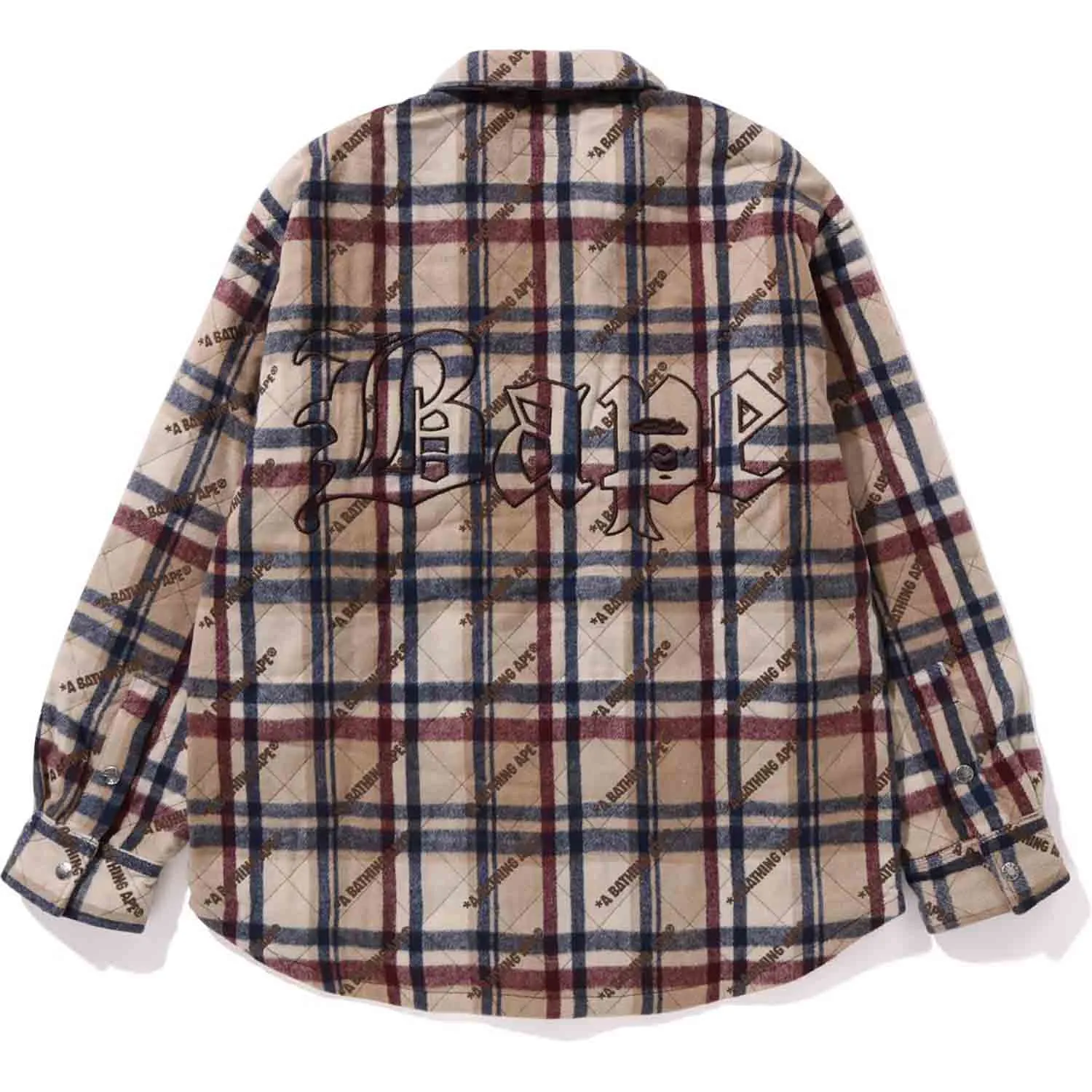 Bape Logo Check Padded Flannel Shirt Jacket Mens