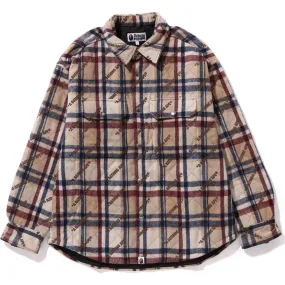 Bape Logo Check Padded Flannel Shirt Jacket Mens