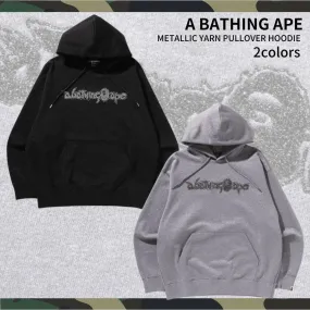 BATHING APE Street Style Cotton Logo Hoodies - Long Sleeves | Plain Design