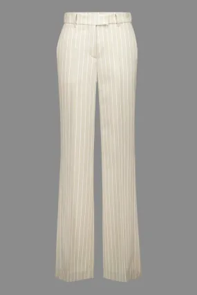 Beige Striped Trousers