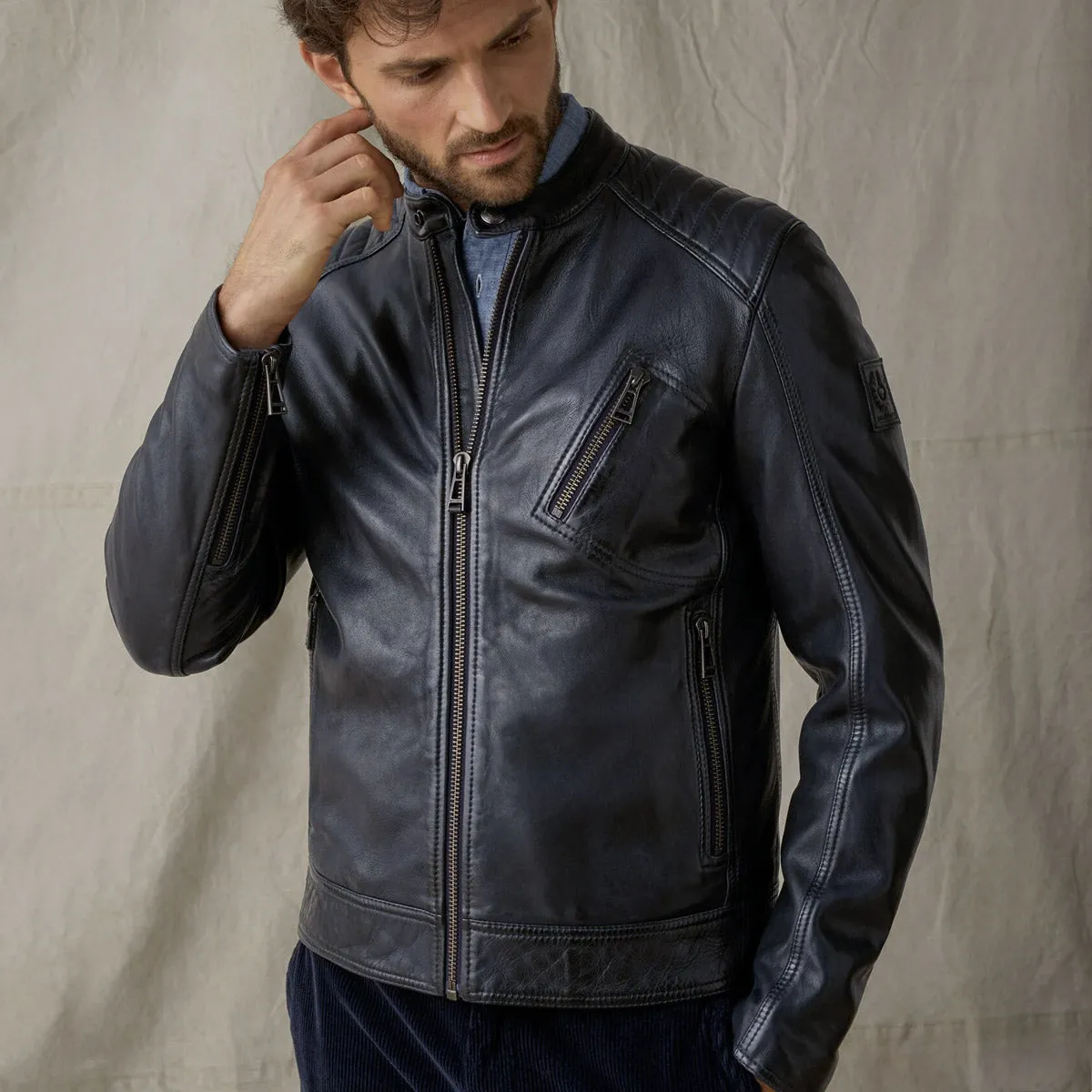 Belstaff V Racer 2.0 Leather Jacket Bright Navy - Shop Now