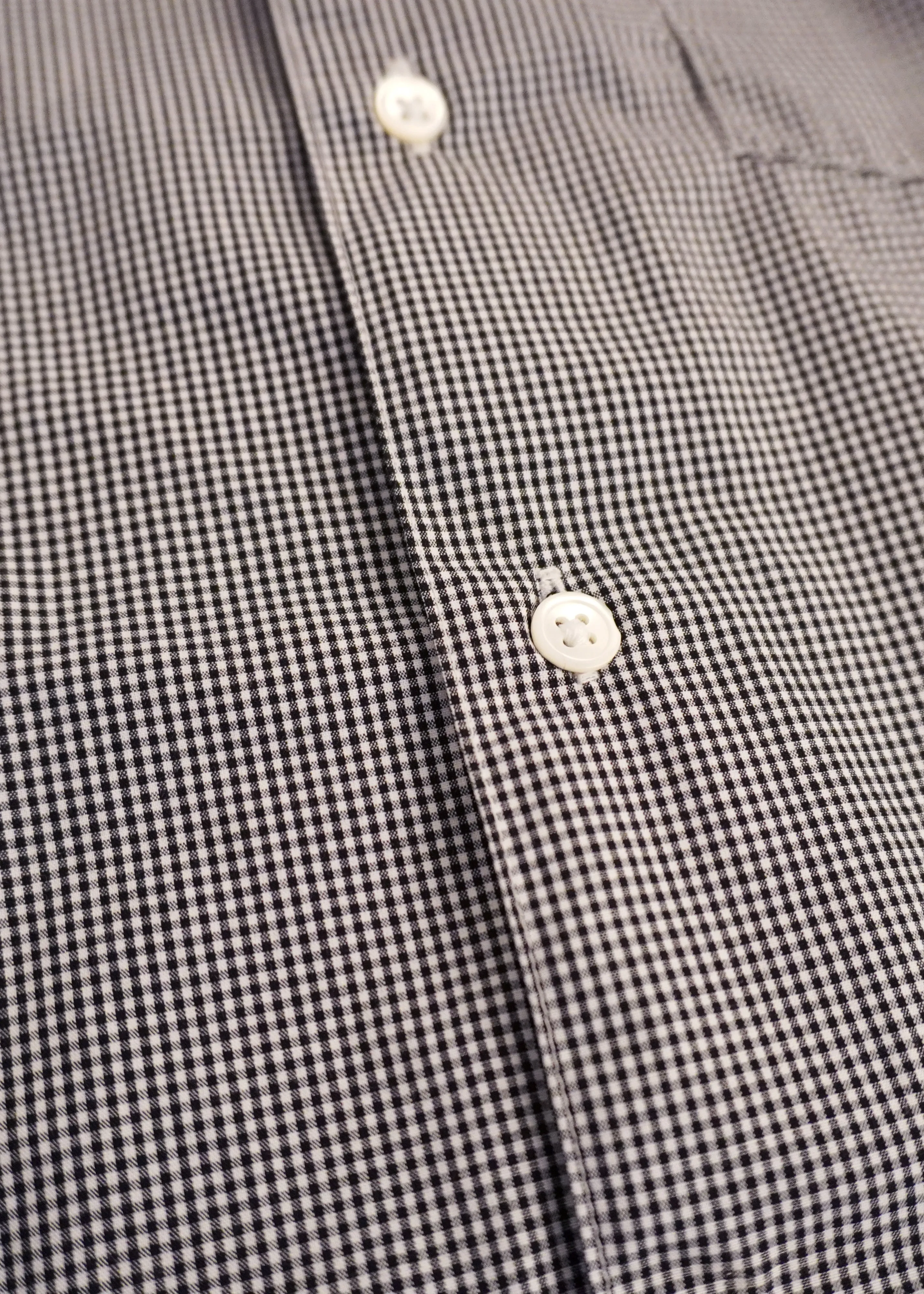 Black and White Mini Gingham Shirt with Single Needle Stitching