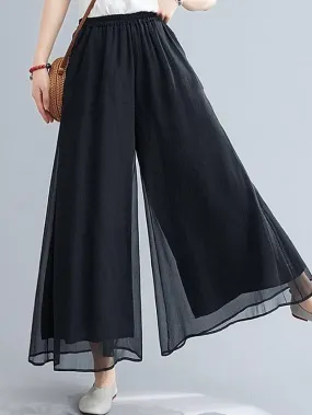 Black and White Wide Leg Chinos Pants for Women - Sizes M-L - Shop Now