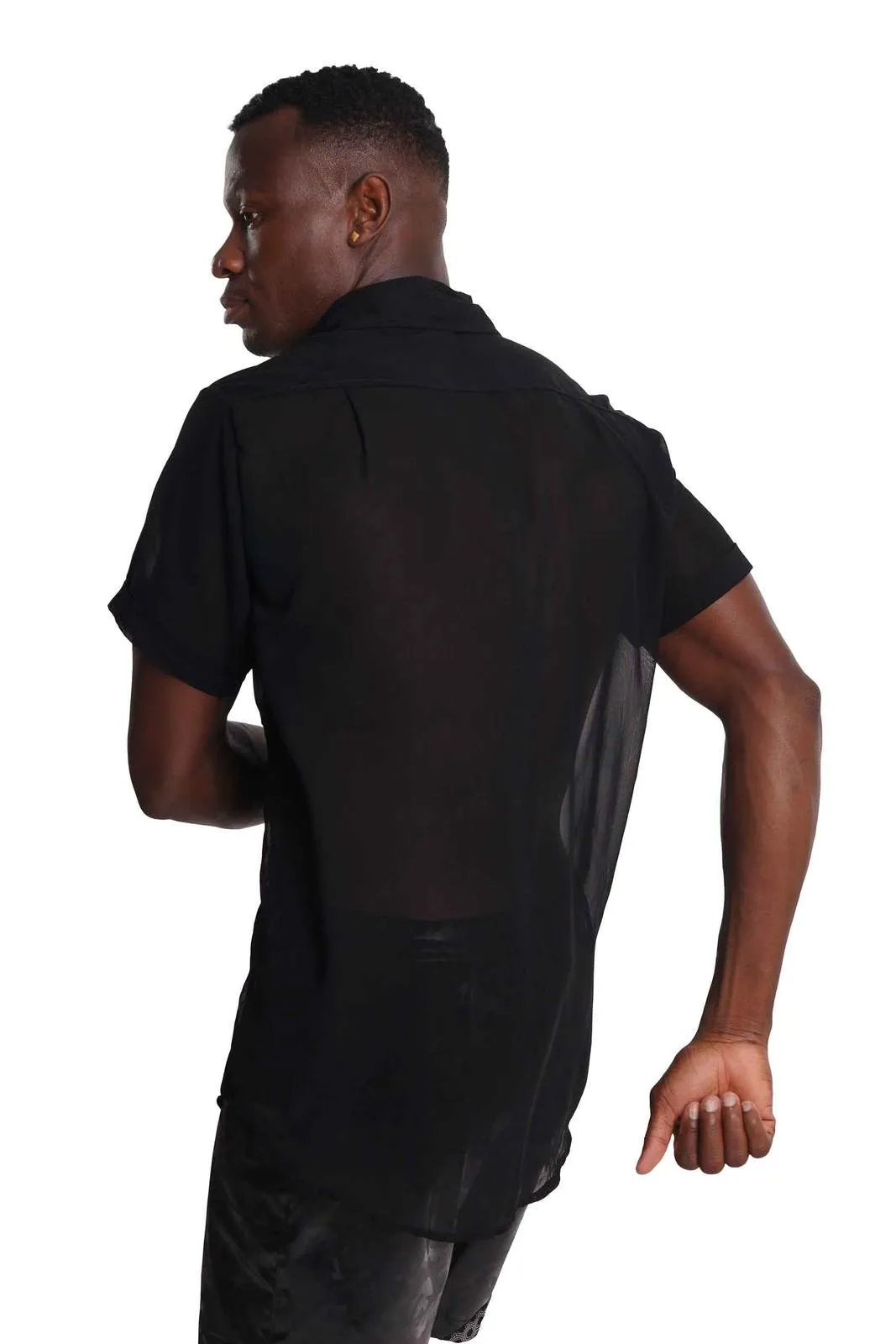 Black Chiffon Men's Shirt