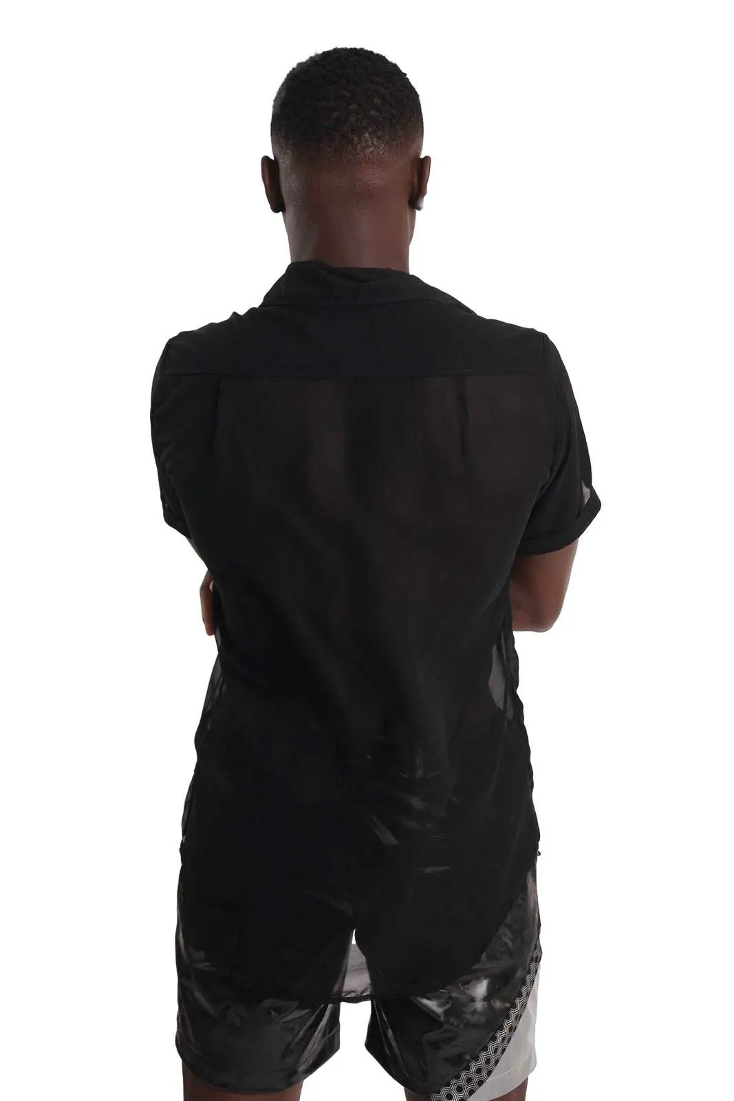 Black Chiffon Men's Shirt