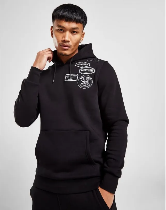 Black Mono Badge Hoodie