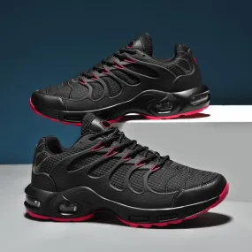 Black Red Breathable Height Increasing Running Shoes for Men