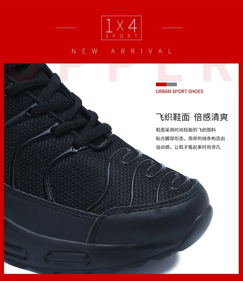 Black Red Breathable Height Increasing Running Shoes for Men