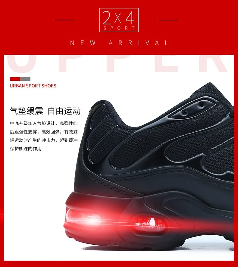 Black Red Breathable Height Increasing Running Shoes for Men