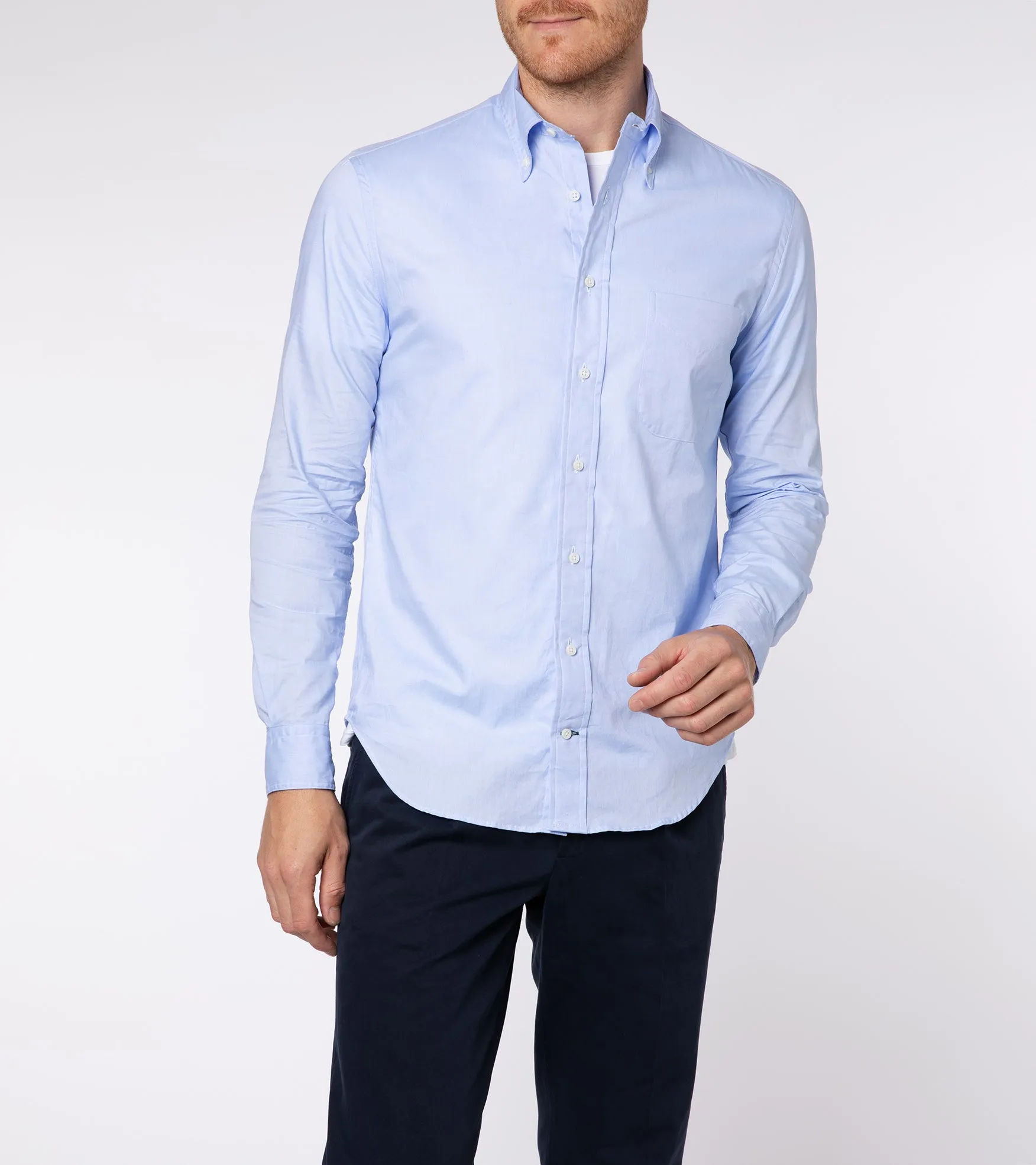 Blue Gitman Vintage Zephyr Cotton Shirt