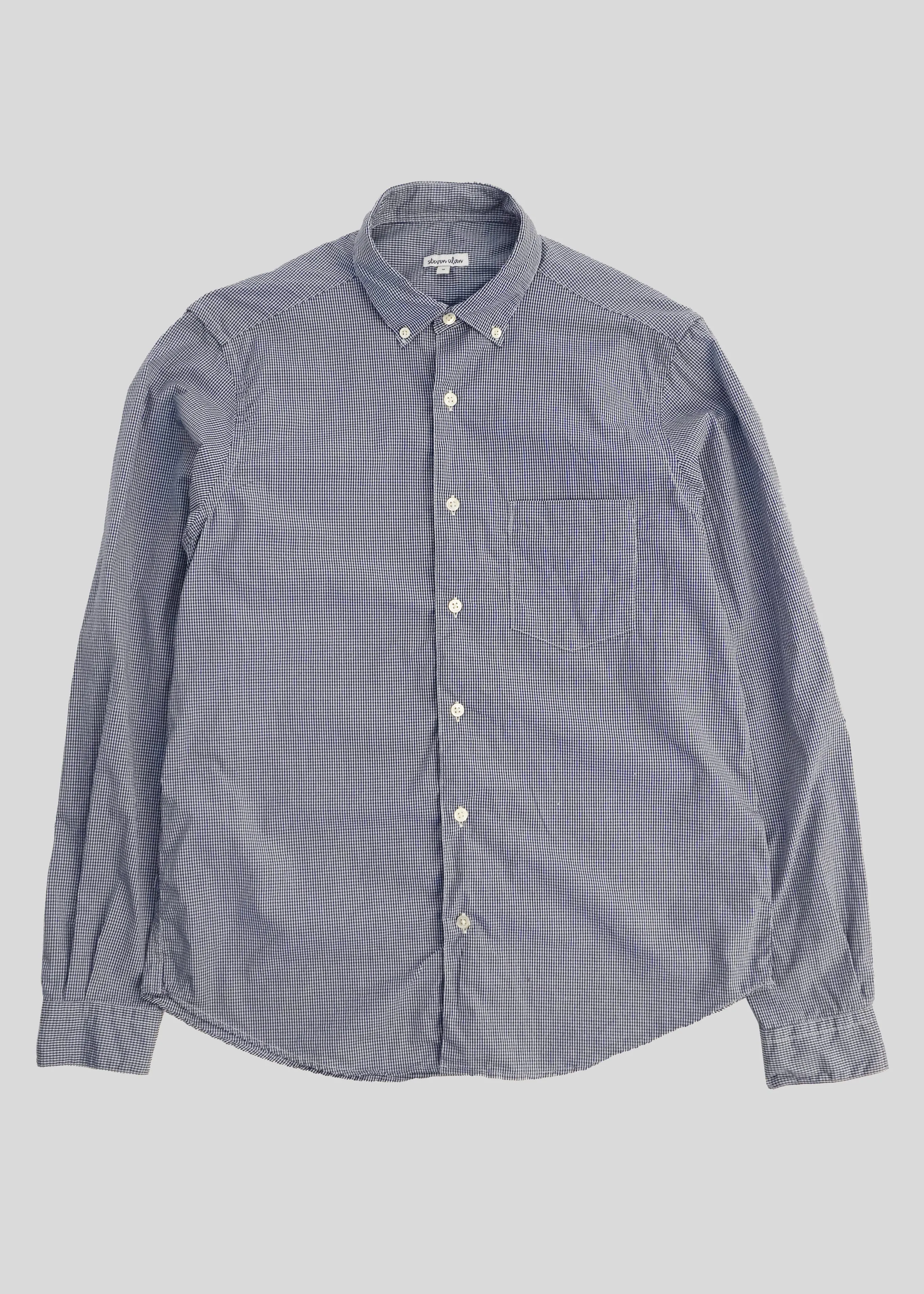 Blue Mini Gingham Single Needle Shirt